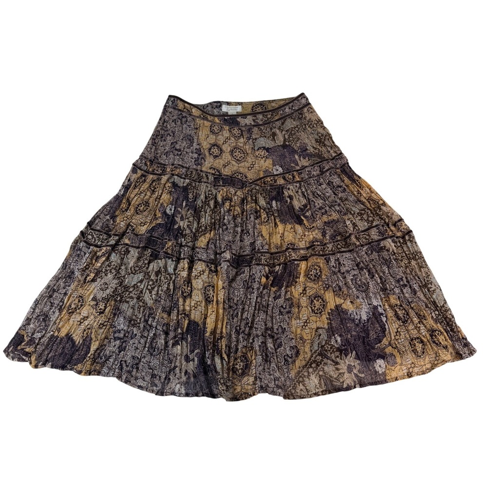 Vintage Christopher & Banks Boho Floral Paisley Tiered Midi Skirt Size 6 Flowy